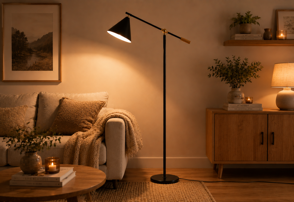 Vintage Black Metal Floor Lamp
