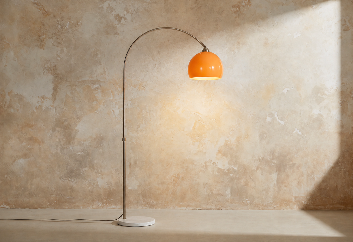 Amber Dome Arc Floor Lamp