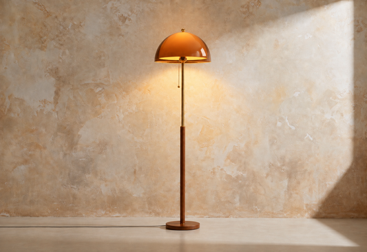 Amber Dome Mushroom Floor Lamp