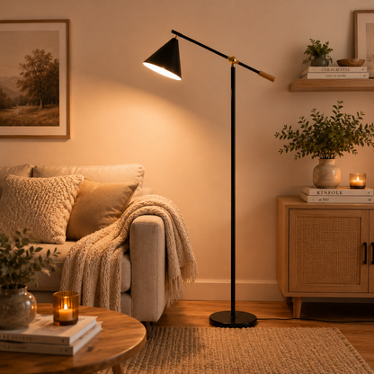 Vintage Black Metal Floor Lamp