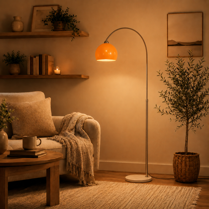 Amber Dome Arc Floor Lamp