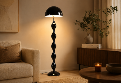 Sculptural Mushroom Metal Black Floor Lamp