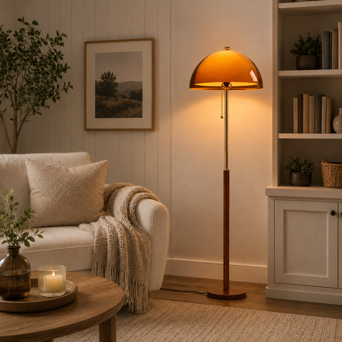 Amber Dome Mushroom Floor Lamp