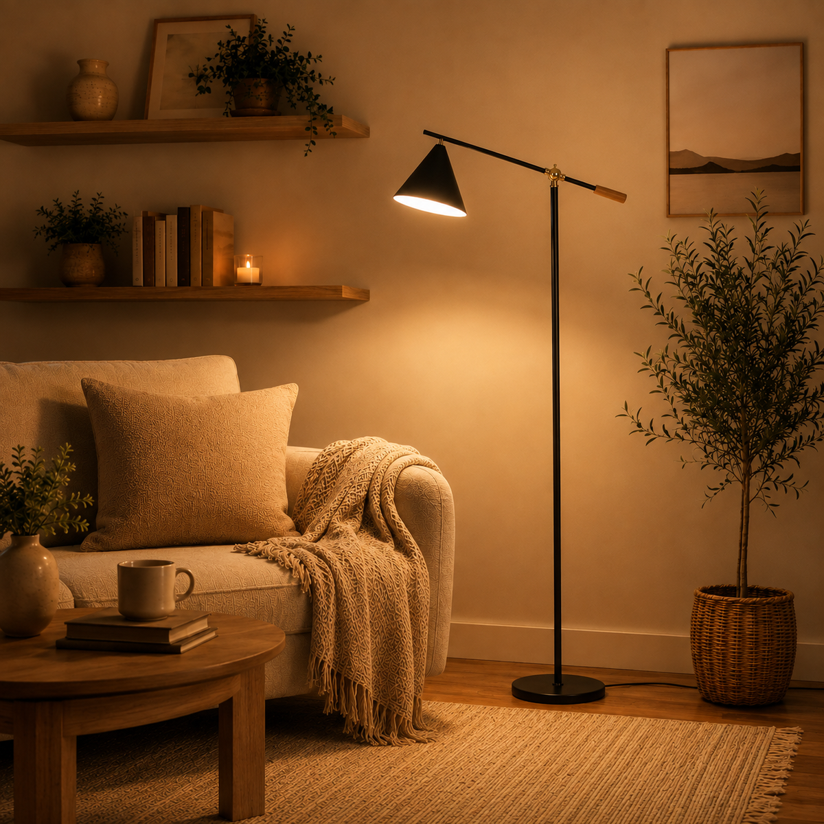 Vintage Black Metal Floor Lamp