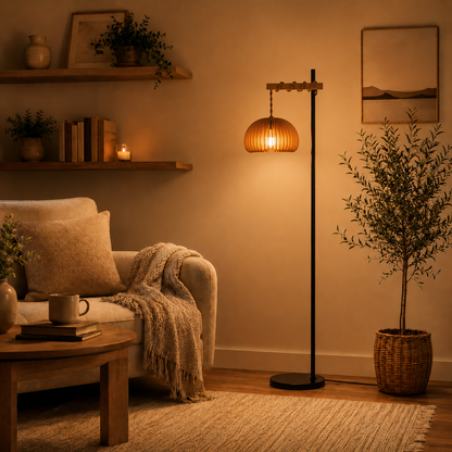 Vintage Wooden Floor Lamp