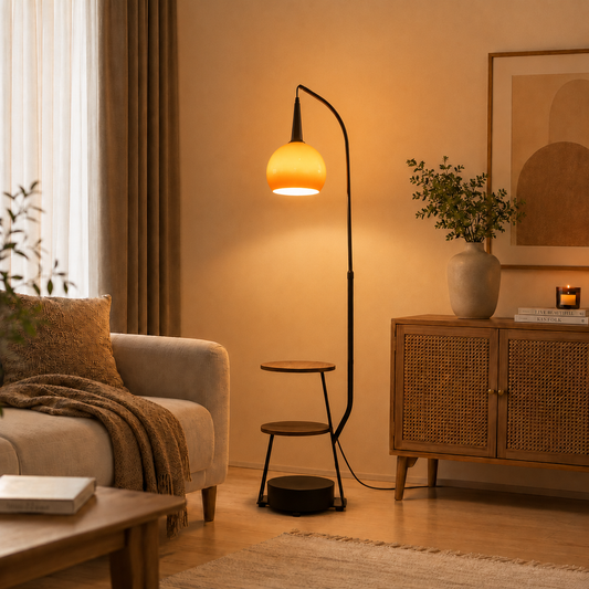 Modern Arc Floor Lamp with Side Tables