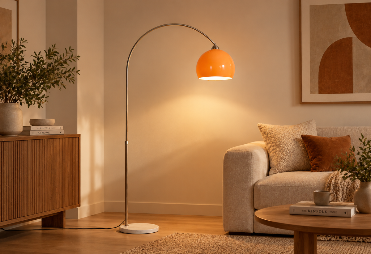 Amber Dome Arc Floor Lamp