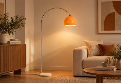 Amber Dome Arc Floor Lamp