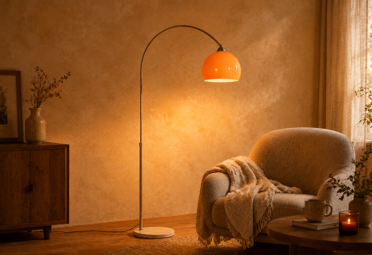 Amber Dome Arc Floor Lamp