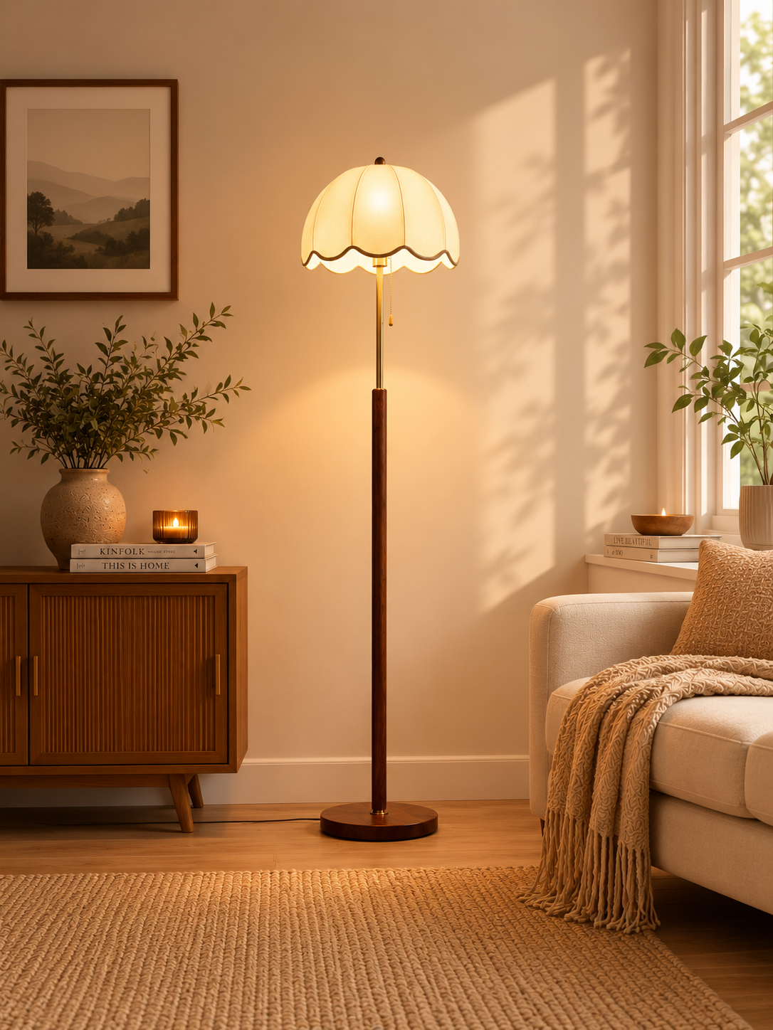 Elegant Scalloped Floral Floor Lamp