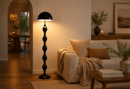 Sculptural Mushroom Metal Black Floor Lamp