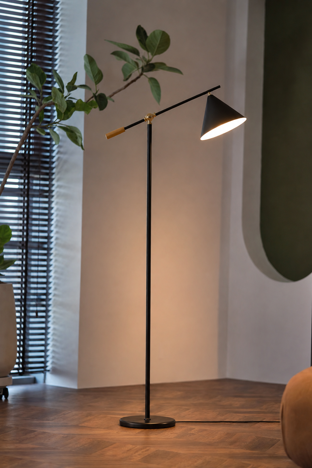 Vintage Black Metal Floor Lamp