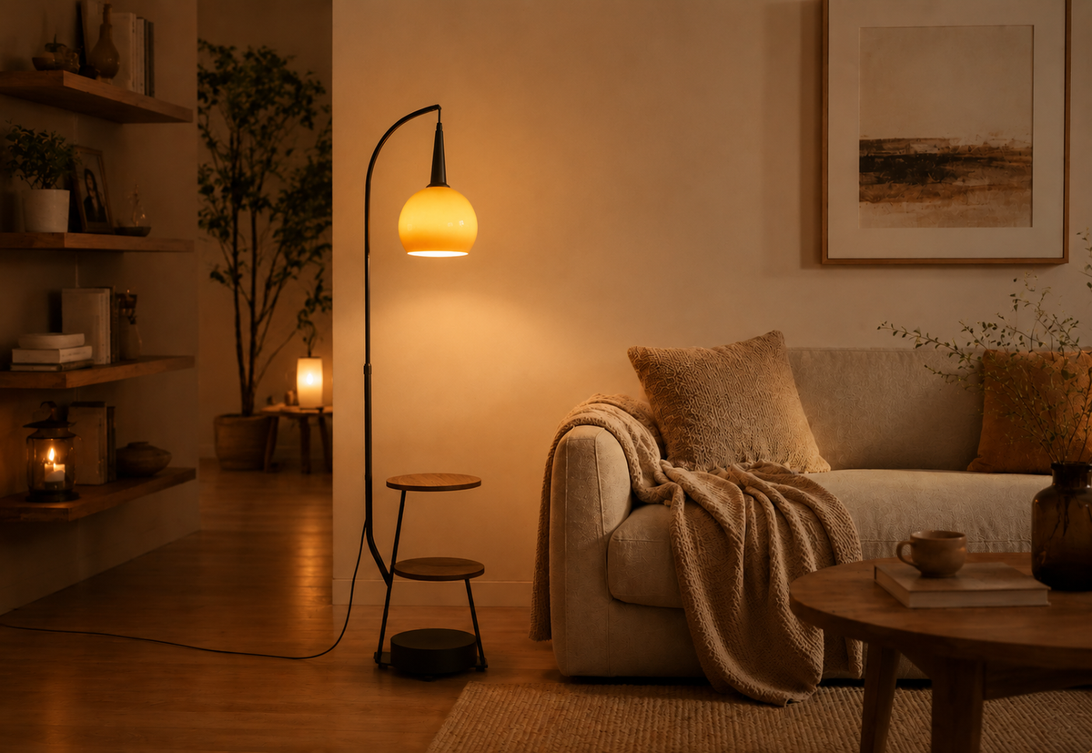 Modern Arc Floor Lamp with Side Tables