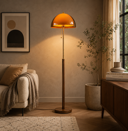 Amber Dome Mushroom Floor Lamp