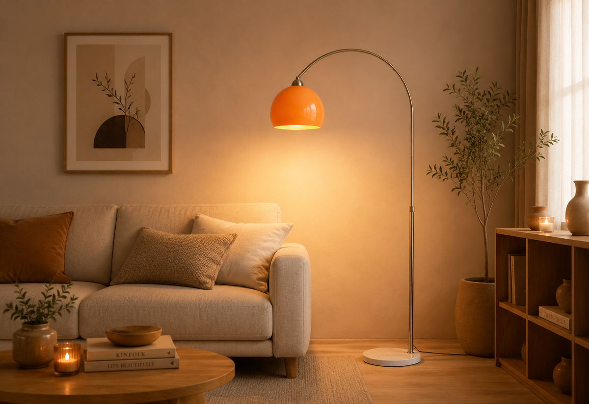 Amber Dome Arc Floor Lamp