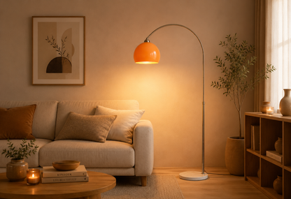 Amber Dome Arc Floor Lamp