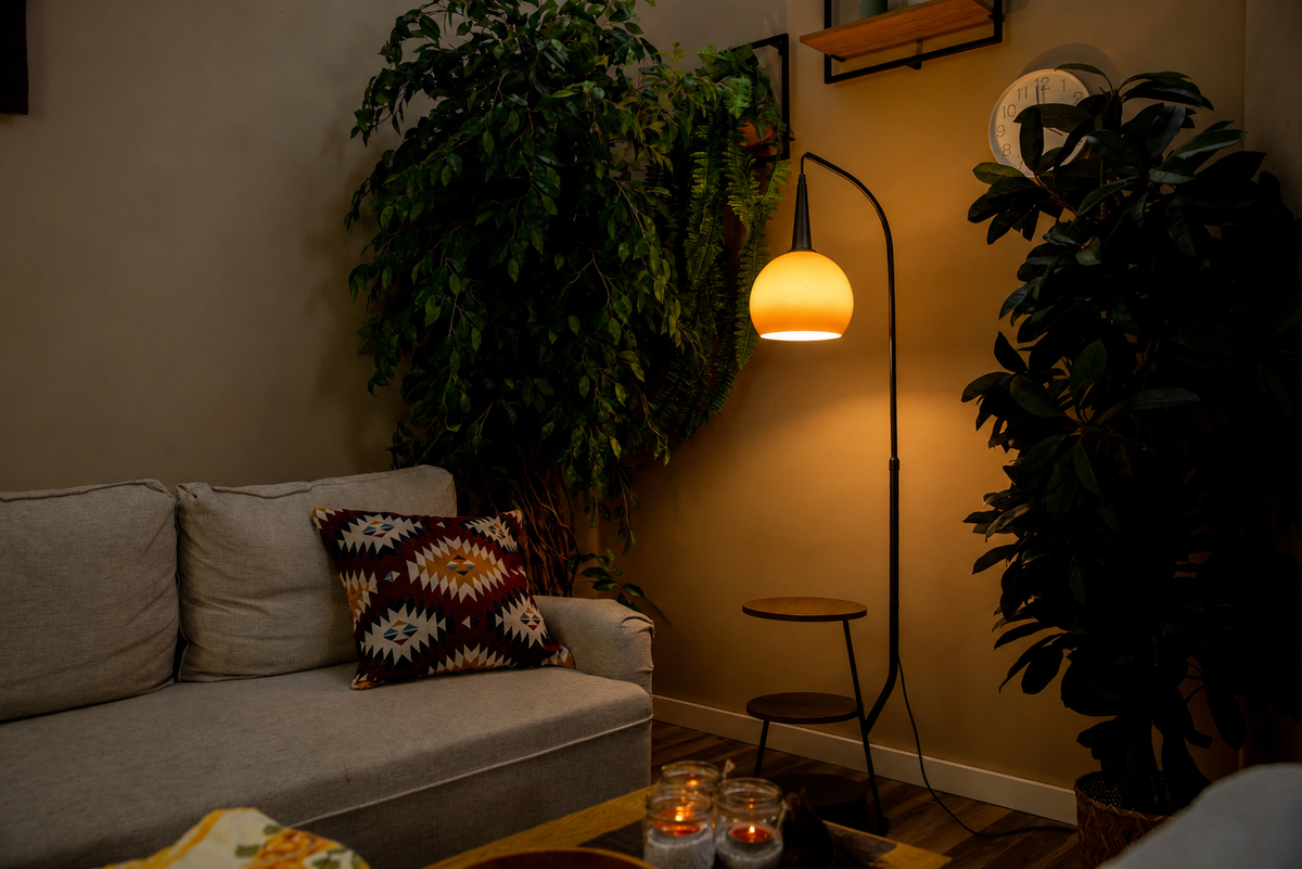 Modern Arc Floor Lamp with Side Tables