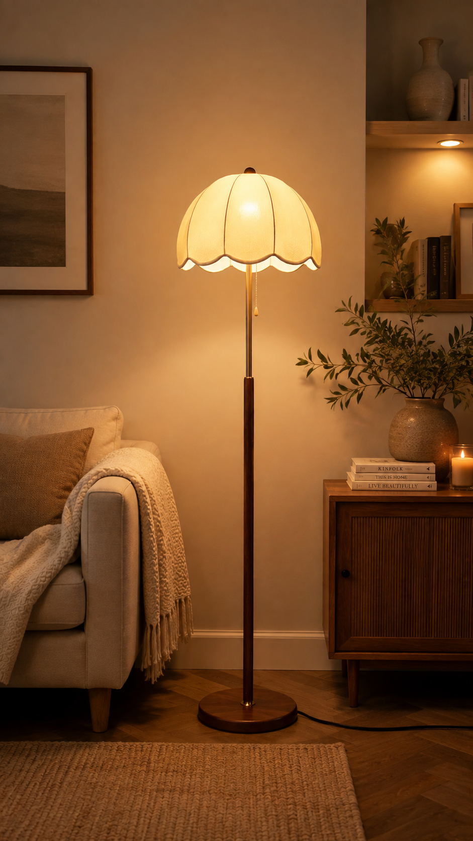 Elegant Scalloped Floral Floor Lamp