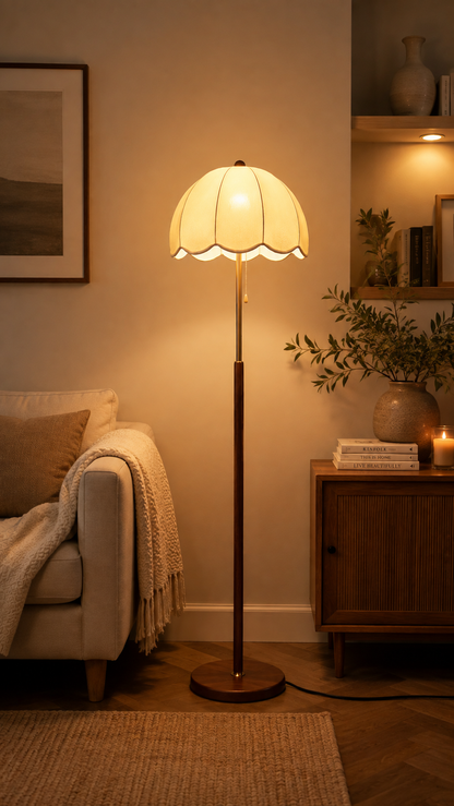 Elegant Scalloped Floral Floor Lamp
