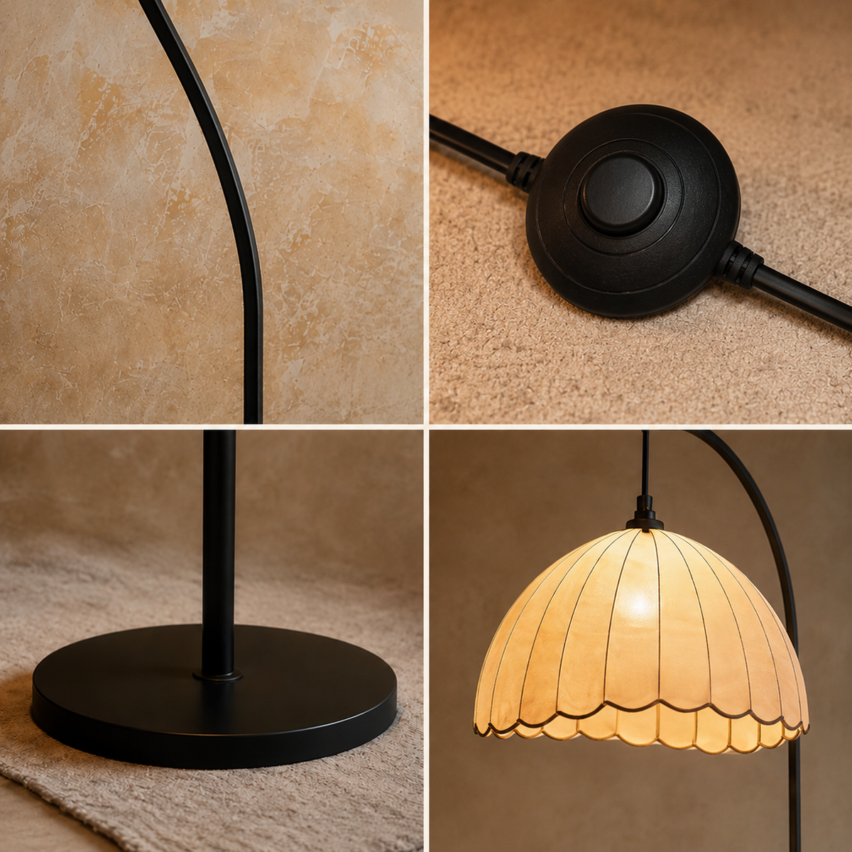 Vintage Floor Lamp with Fabric Shade