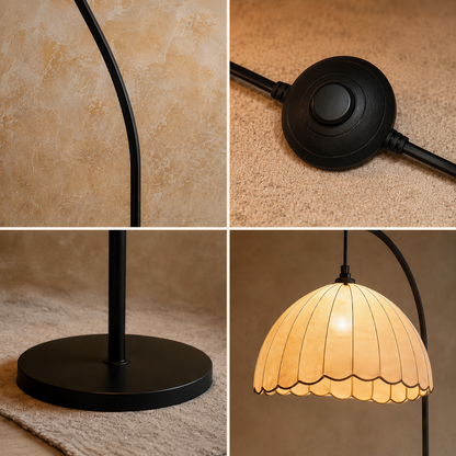 Vintage Floor Lamp with Fabric Shade
