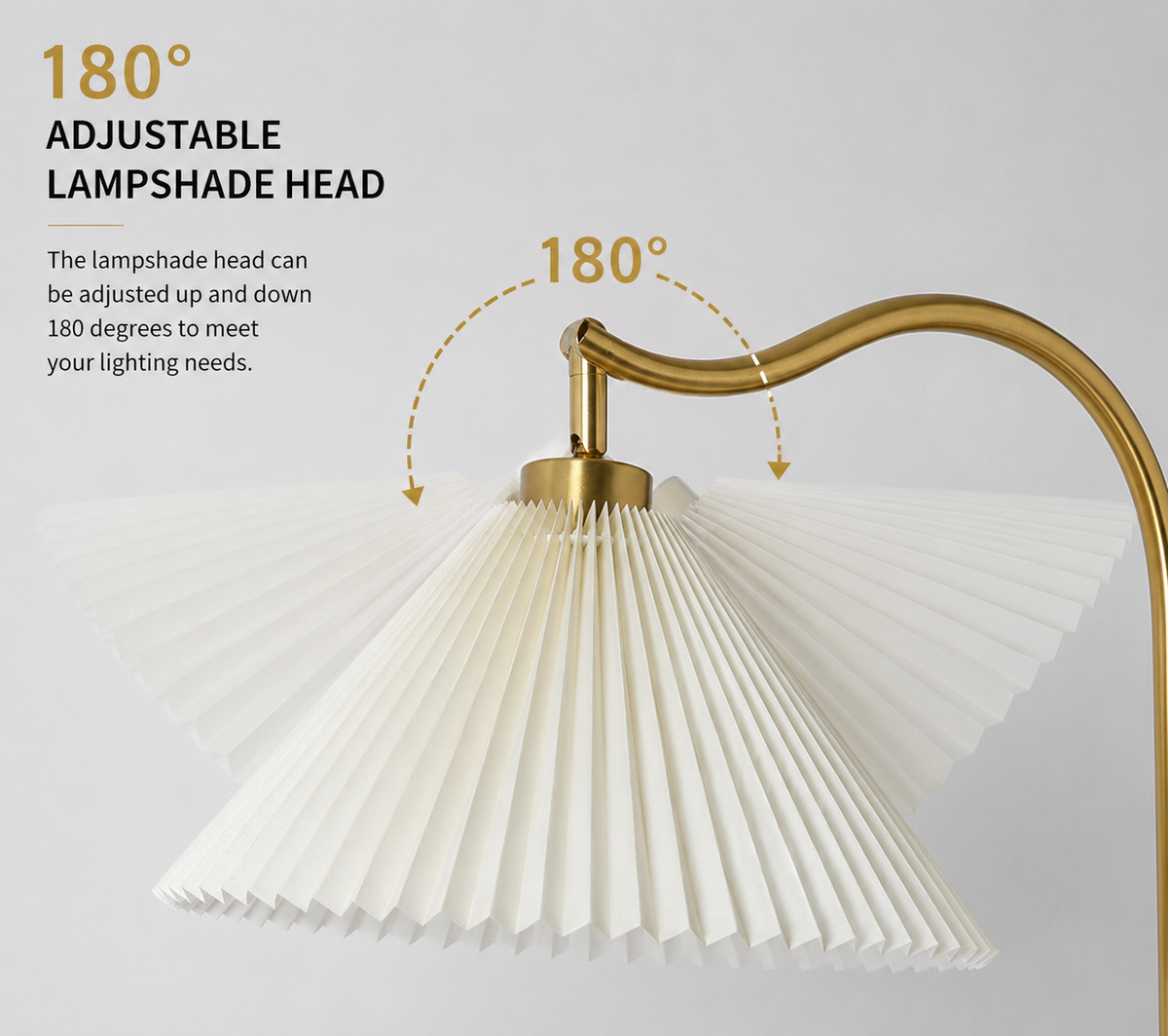 Pleated Brass Arc Floor Lamp