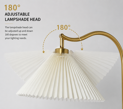Pleated Brass Arc Floor Lamp