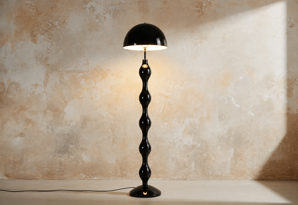 Sculptural Mushroom Metal Black Floor Lamp
