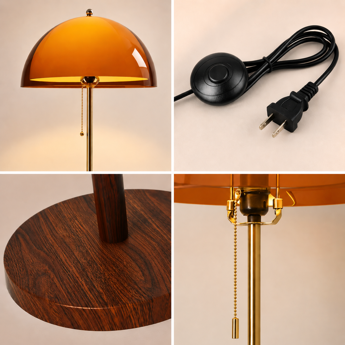 Amber Dome Mushroom Floor Lamp