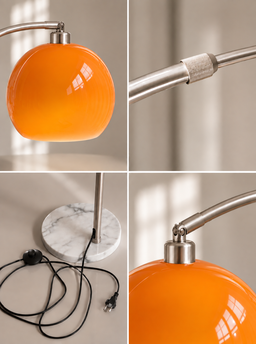 Amber Dome Arc Floor Lamp