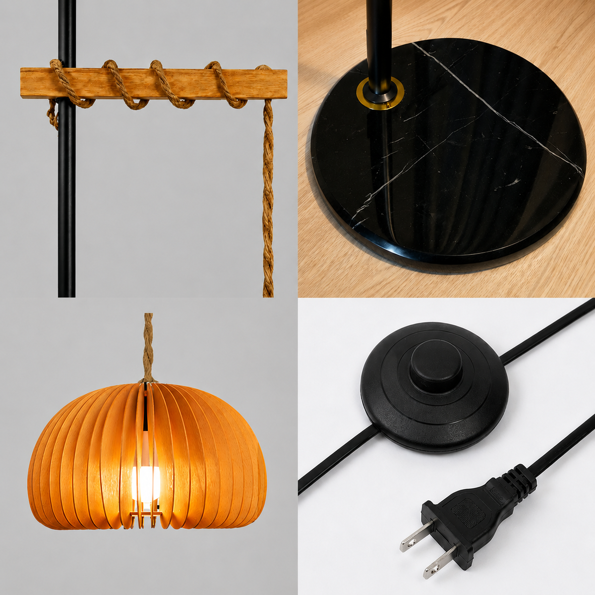 Vintage Wooden Floor Lamp