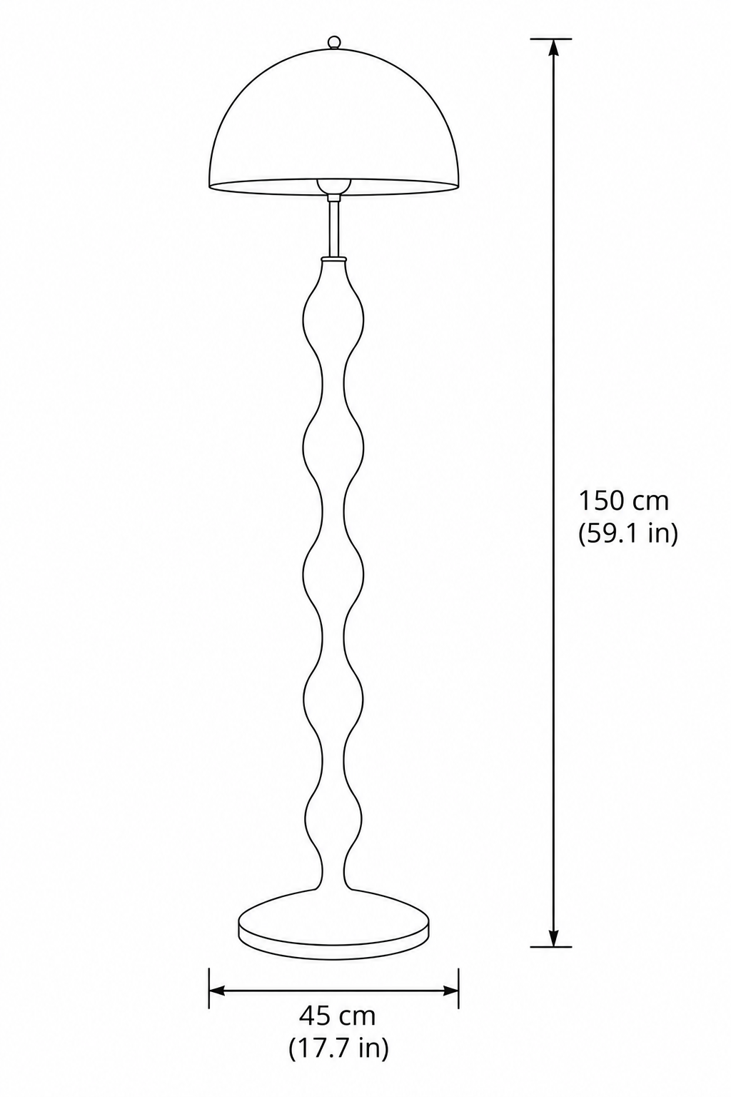 Sculptural Mushroom Metal Black Floor Lamp