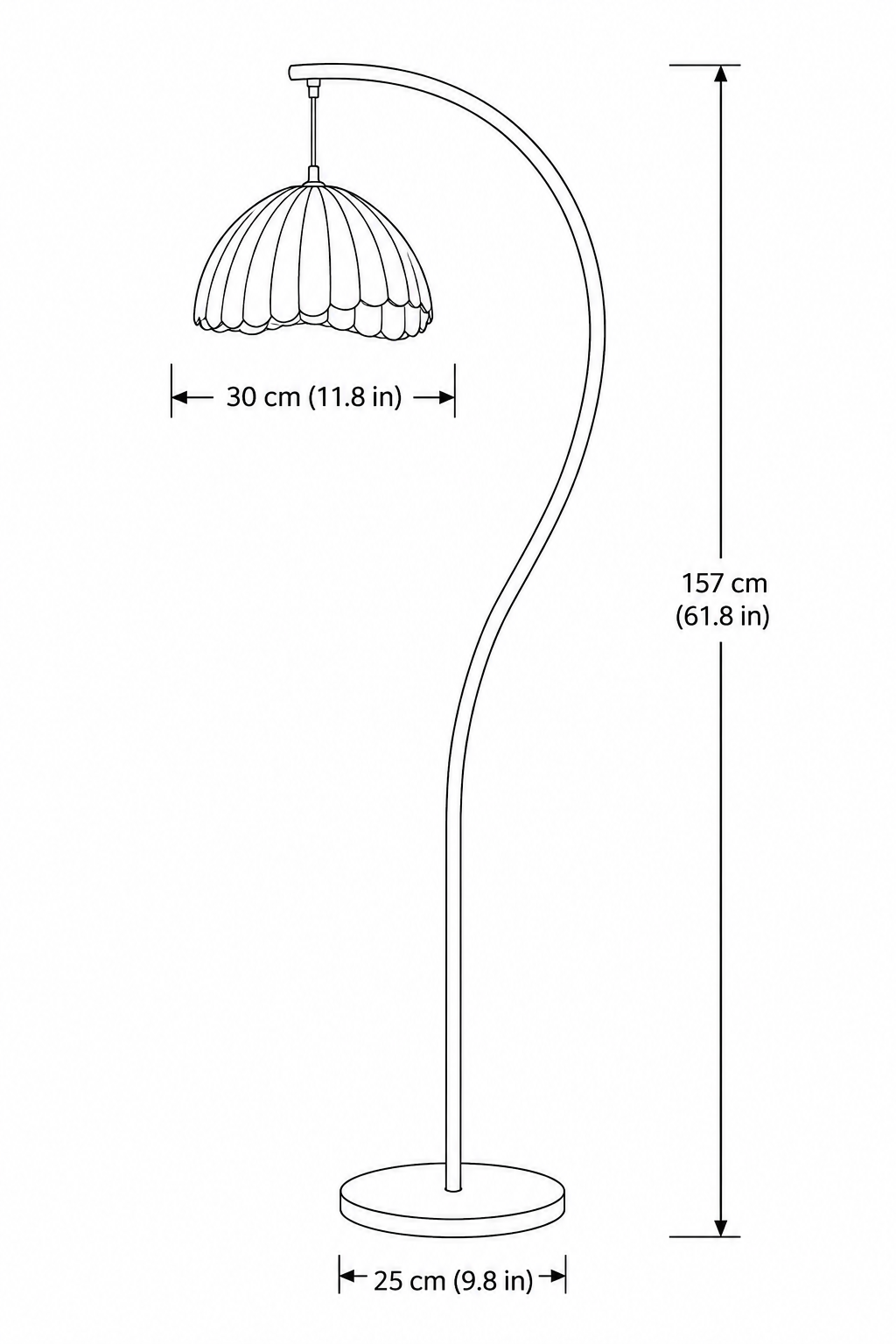 Vintage Floor Lamp with Fabric Shade