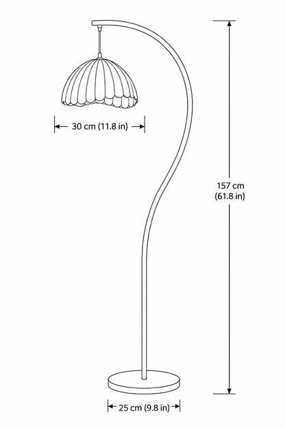 Vintage Floor Lamp with Fabric Shade