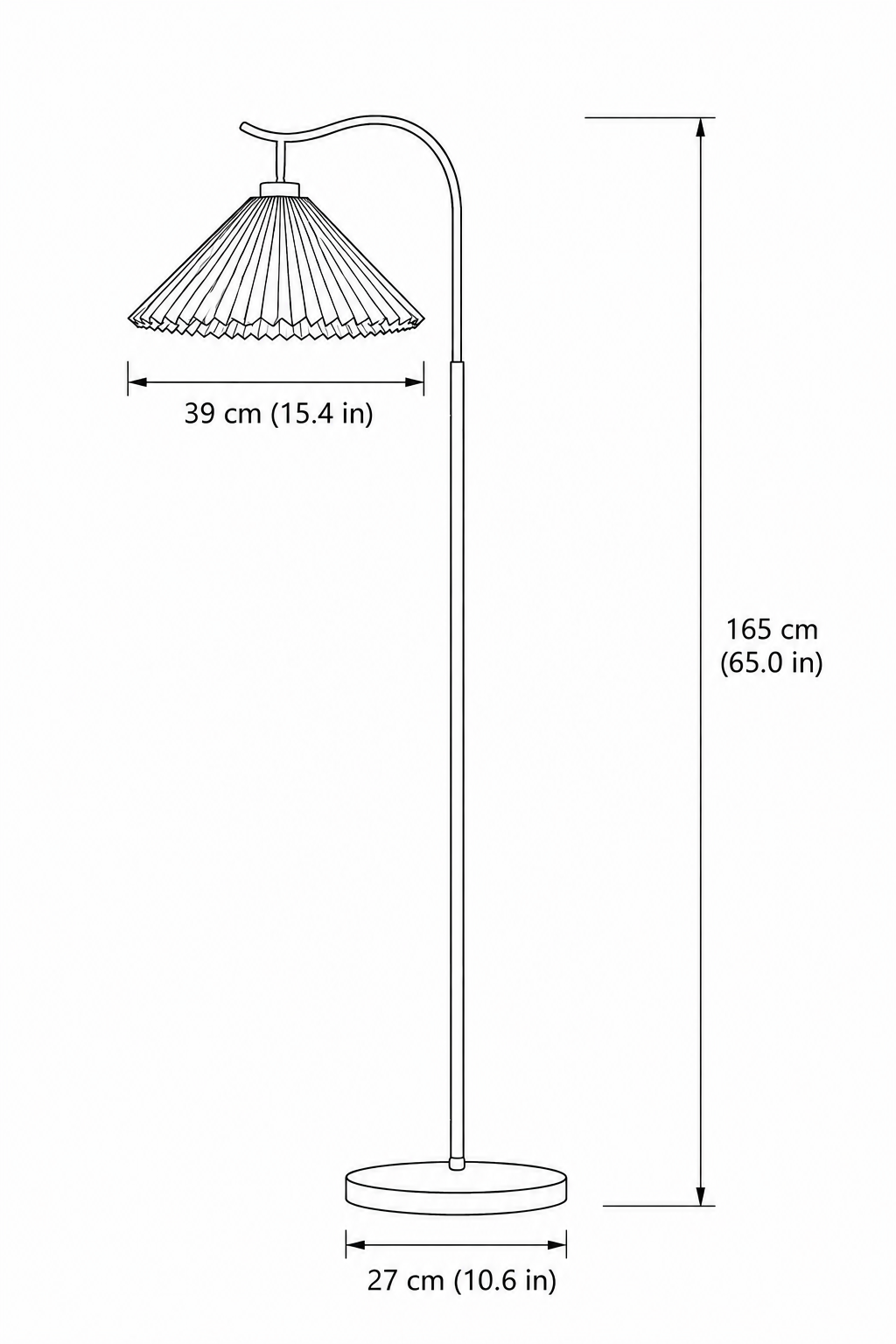 Pleated Brass Arc Floor Lamp