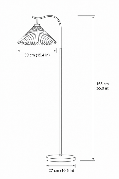 Pleated Brass Arc Floor Lamp