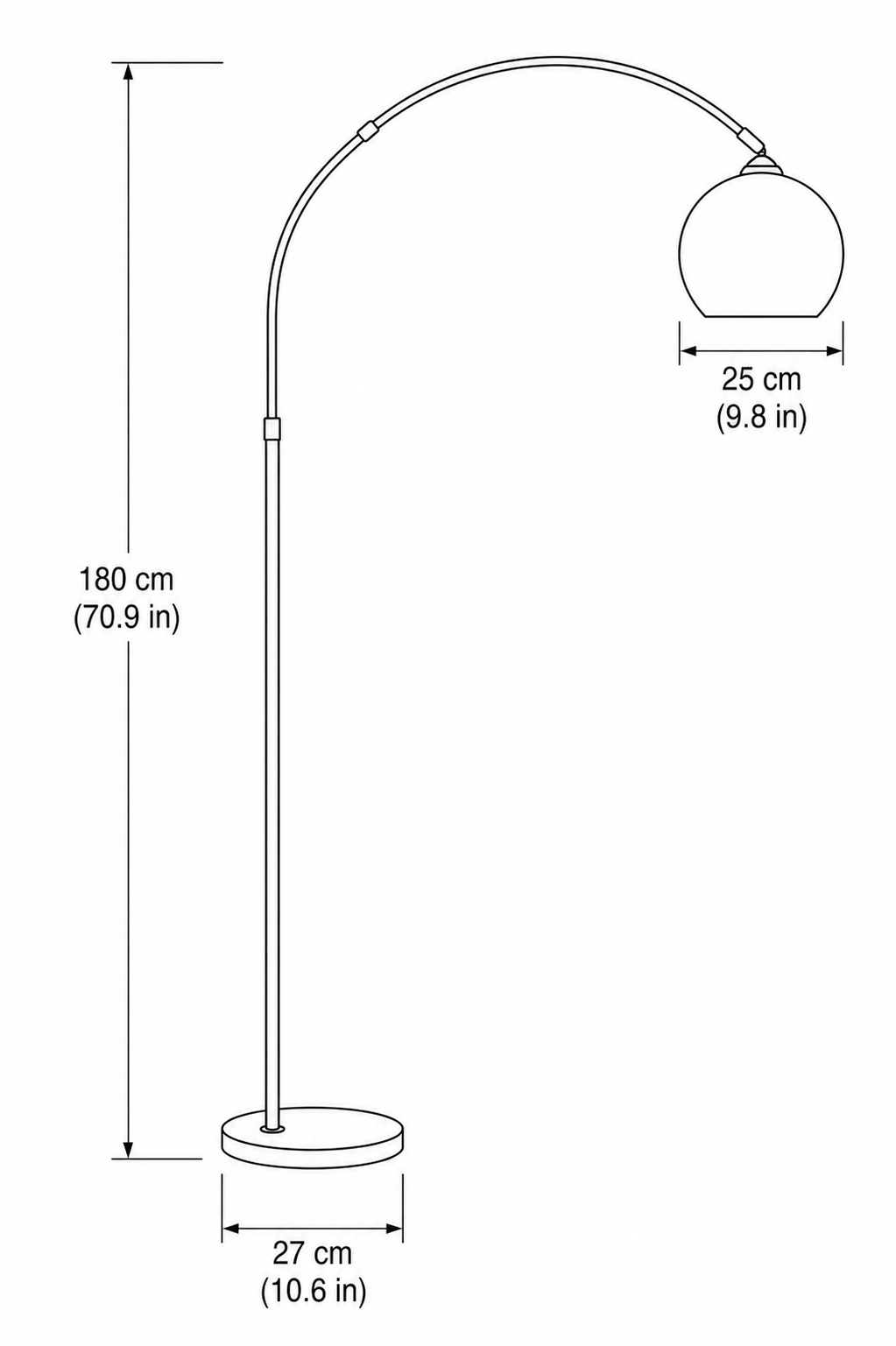 Modern Black Arc Dome Floor Lamp