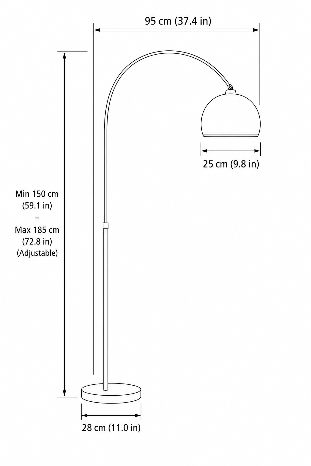 Amber Dome Arc Floor Lamp