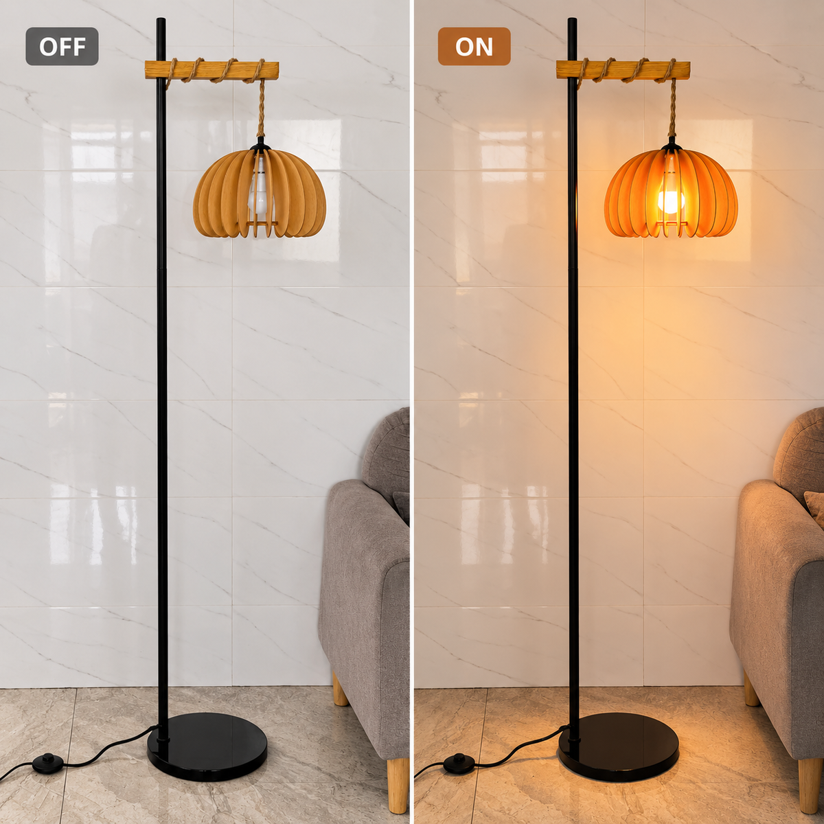 Vintage Wooden Floor Lamp