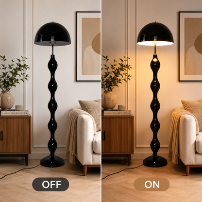 Sculptural Mushroom Metal Black Floor Lamp