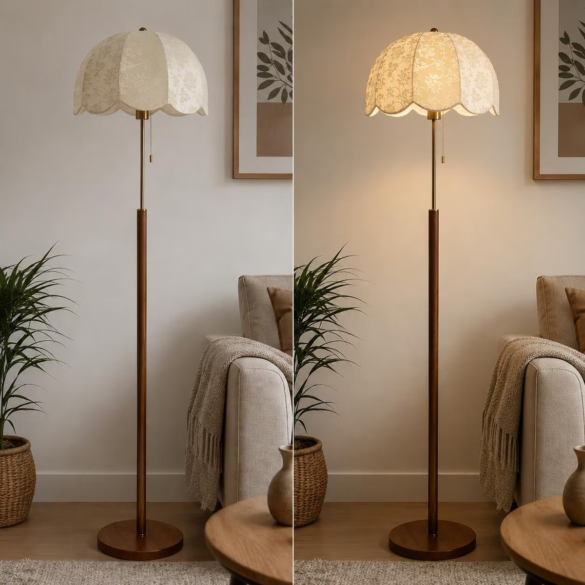 Elegant Scalloped Floral Floor Lamp
